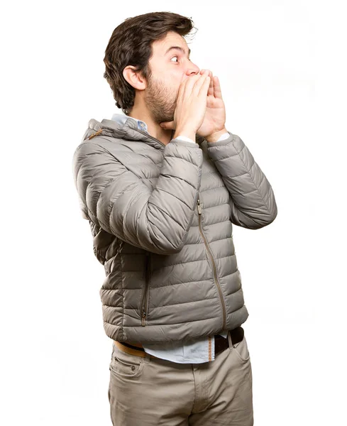 Homem surpreso gritando — Fotografia de Stock