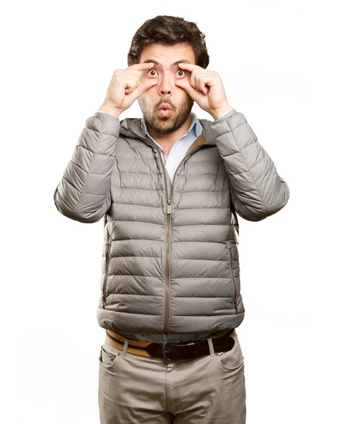 El hombre preocupado abre los ojos — Foto de Stock