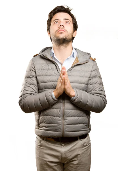Reménykedő ember imádkozik — Stock Fotó