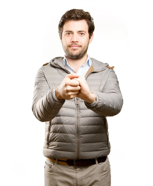 Hombre feliz haciendo un gesto de fuerza — Foto de Stock