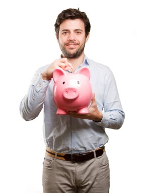 Mutlu adam onun ekonomi hakkında endişeli