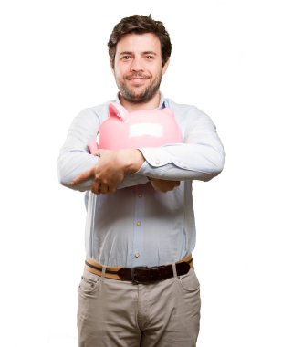 Mutlu adam onun ekonomi hakkında endişeli