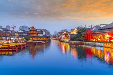 Nanjing Qinhuai Nehri Gece Manzarası