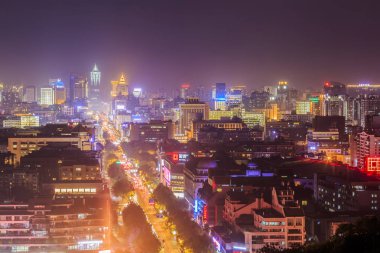 Hangzhou şehir mimarisi manzarası ve ufuk çizgisi