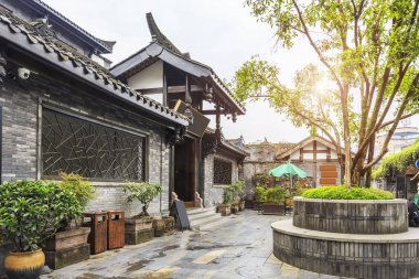 Kuan Alley 'deki eski evler ve Zhai Alley, Chengdu