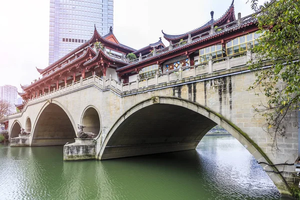 Chengdu Jinjiang Anshun Γέφυρα Όμορφο Τοπίο — Φωτογραφία Αρχείου