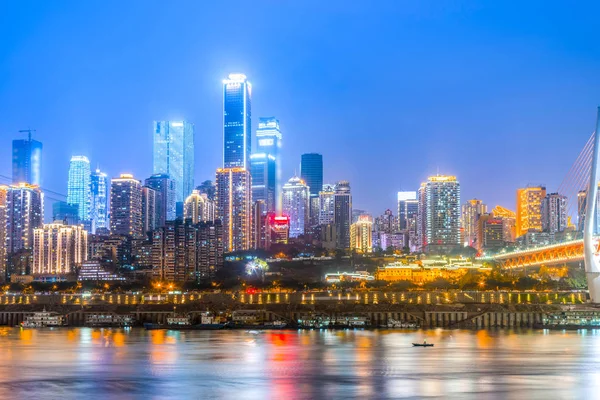 Vista Sull Architettura Della Città Vista Notturna Skyline — Foto Stock