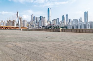 Yol ve Chongqing kentsel mimari peyzaj silüeti