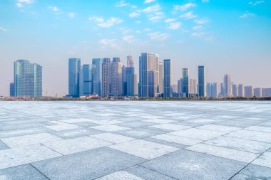 Hangzhou kentsel mimari manzara gökyüzü ve yol kaldırımı