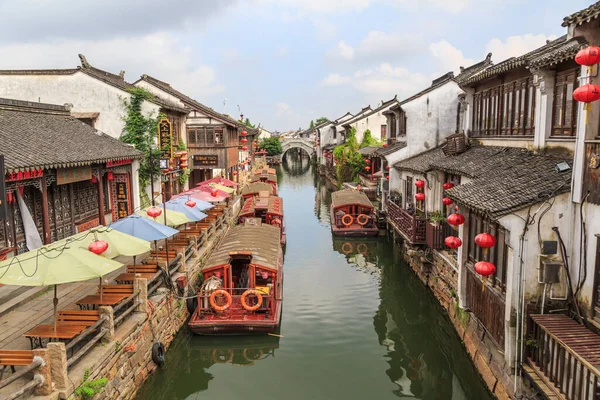 Jiangnan Water Village Suzhou Ancient Town Street — Fotografia de Stock