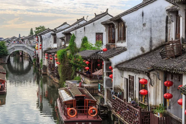 Jiangnan Water Village Suzhou Ancient Town Street — Fotografia de Stock