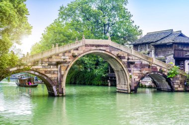 Wuzhen 'in güzel nehirleri ve antik mimari manzaraları