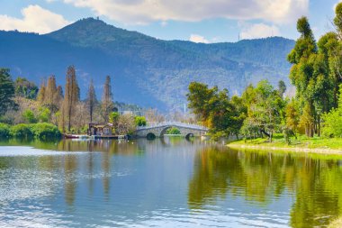 Çin, Asya 'da Kunming Dianchi Gölü                      