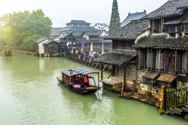 Wuzhen 'in güzel nehirleri ve antik mimari manzaraları