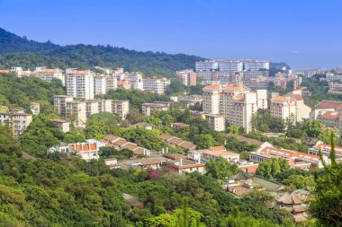 Çin Xiamen güzel şehir binası ve ufuk çizgisi