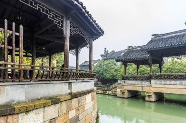 Wuzhen 'in güzel nehirleri ve antik mimari manzaraları
