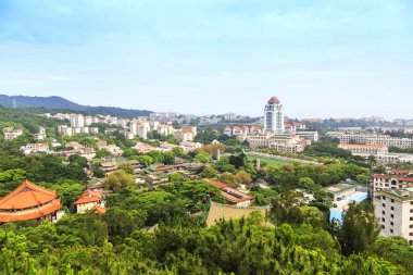 Çin Xiamen güzel şehir binası ve ufuk çizgisi