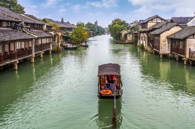 Wuzhen 'in güzel nehirleri ve antik mimari manzaraları