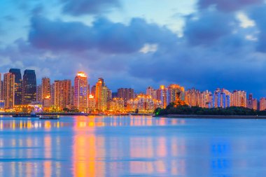 Wenzhou şehri gece sahnesi