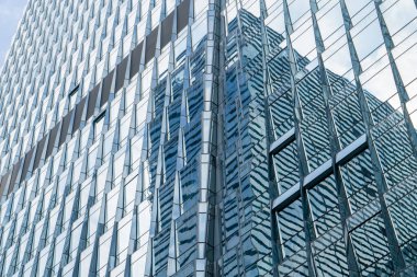 Çin 'in Shenzhen şehrinde gökdelenlerin alçak açılı görüntüsü