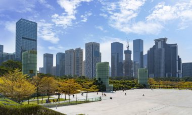 Shenzhen şehrinin ufuk çizgisi mimarisi