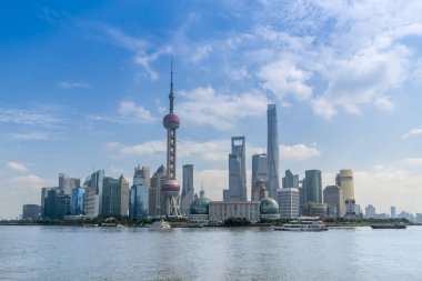 Lujiazui 'deki kentsel mimari manzaranın ufuk çizgisi.