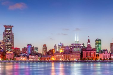 Şangay Bund gece görüşü