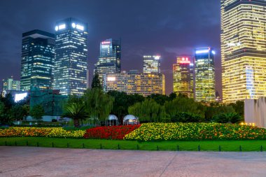 Şangay Lujiazui Finansal Bölge Meydanı Gecesi