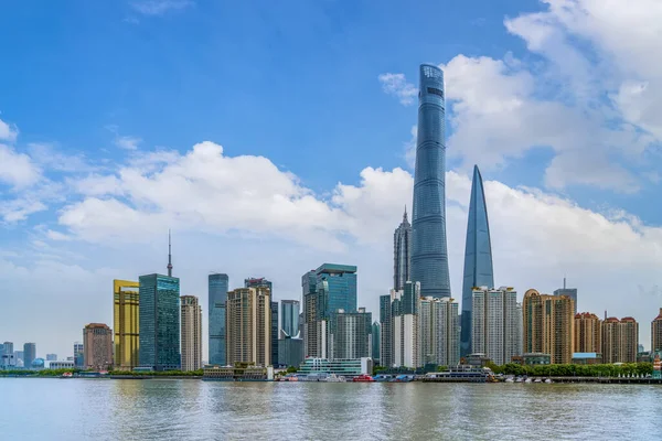 Shanghai Skyline Ville Chine Tour Voyage Fond Ciel Moderne — Photo