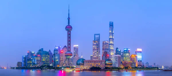 Shanghai Bund Vista Nocturna —  Fotos de Stock