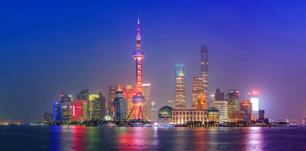 Shanghai city night view architectural landscape
