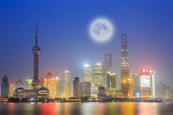 Shanghai Night View Modern Urban Background — Stock Photo, Image
