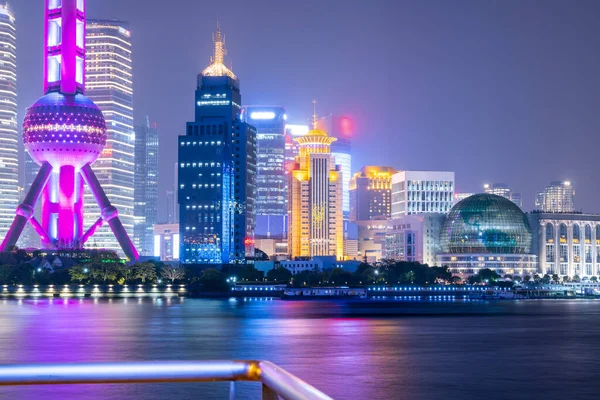 Paesaggio Notturno Del Paesaggio Architettonico Nel Bund Shanghai — Foto Stock