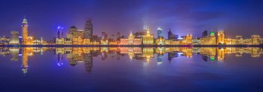 Şangay Bund mimari manzarası ve şehir silüeti