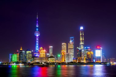 Lujiazui, Shangh 'daki kentsel mimari manzaranın ufuk çizgisi.