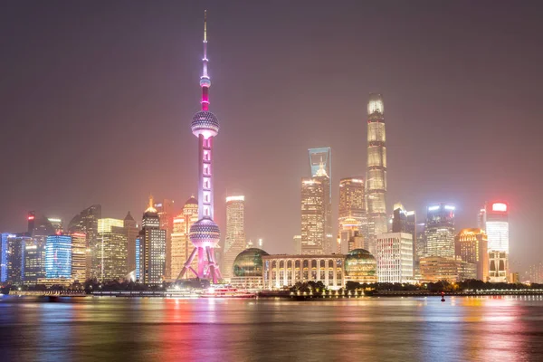 Shanghai Paesaggio Architettonico Vista Serale — Foto Stock