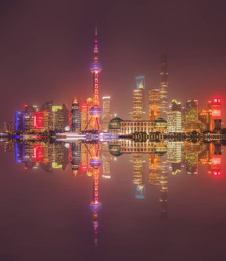 Şangay Bund gece görüşü