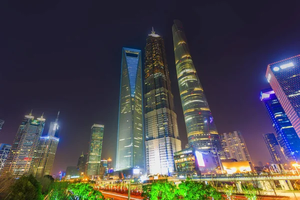 Stadsnatten Shanghai Lujiazui — Stockfoto