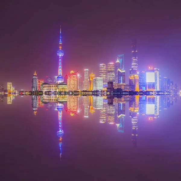 Shanghai Bund Nacht Uitzicht — Stockfoto
