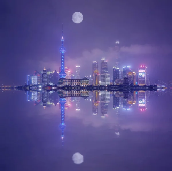 Shanghai Bund Éjszakai Nézet — Stock Fotó