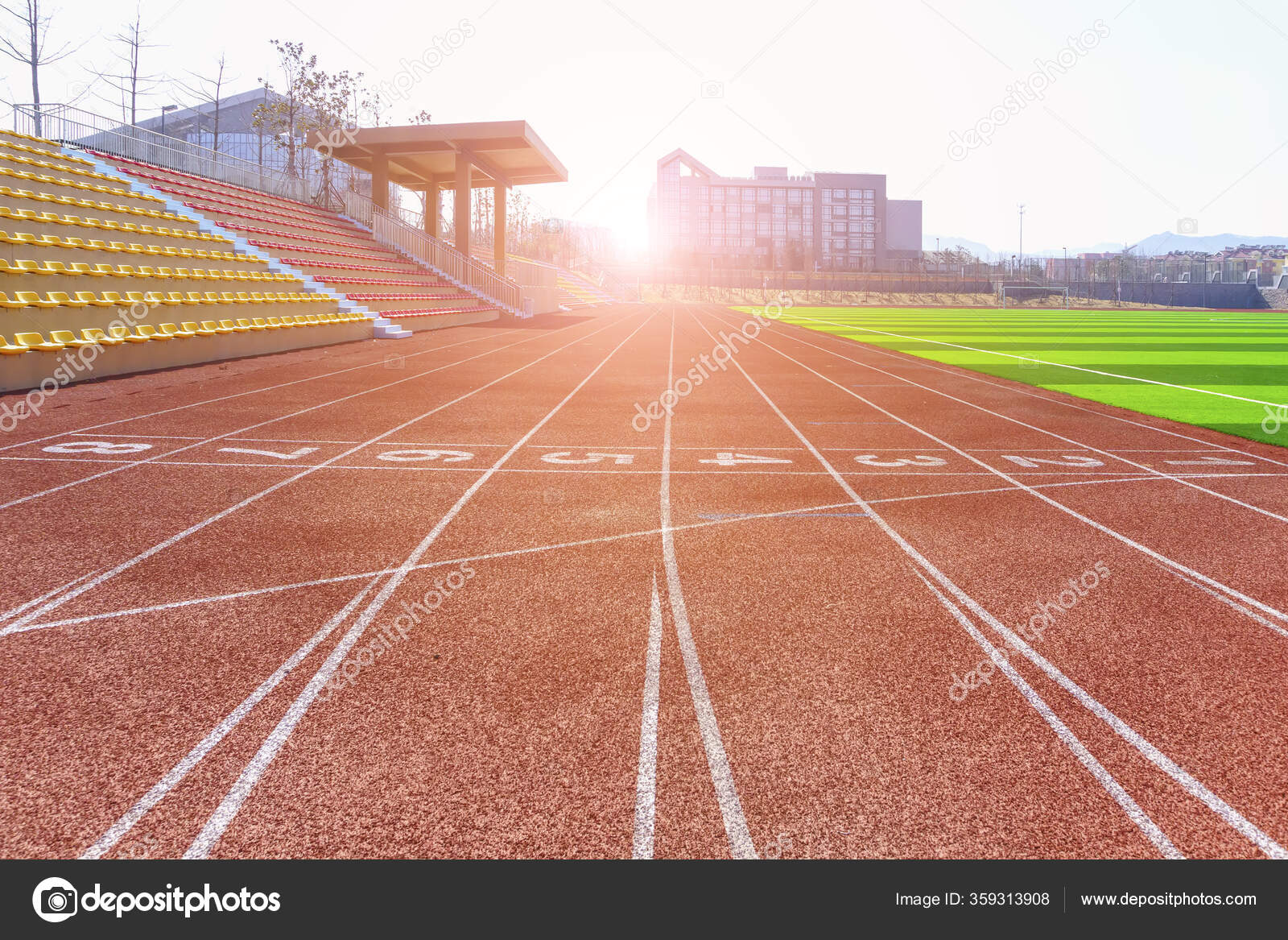 Track Field Red Plastic Runway — Stock Photo © 4045qd #359313908