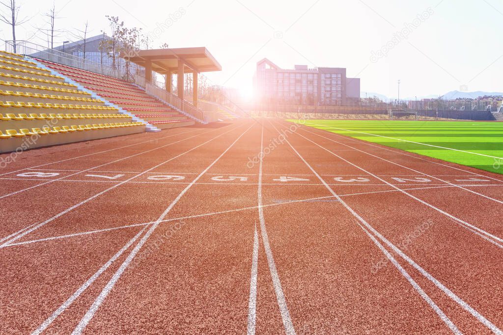 Track and field red plastic runway