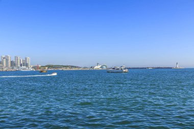 Qingdao şehir mimarisi manzara ve ufuk çizgisi