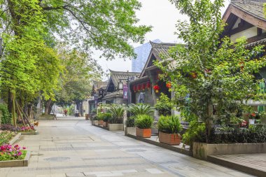 Chengdu 'daki eski kasaba caddesi.