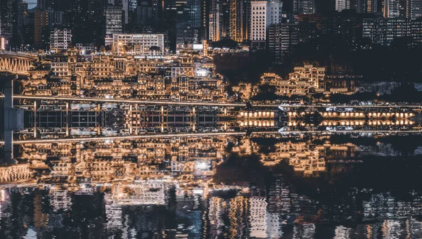 Ночной Вид Архитектуру Города Чунцин — стоковое фото