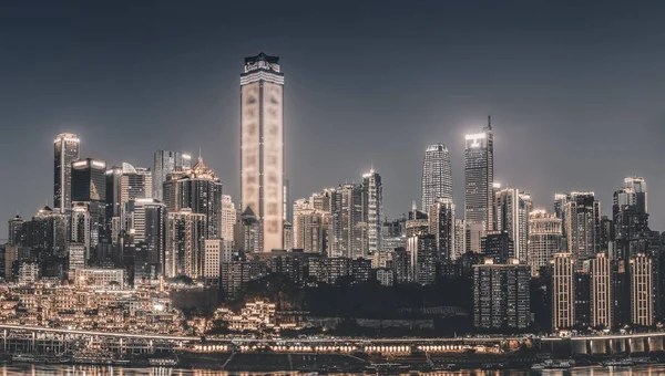Vista Noturna Arquitetura Cidade Chongqing — Fotografia de Stock