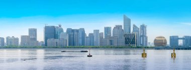 Hangzhou 'daki kentsel mimari manzaranın silüeti
