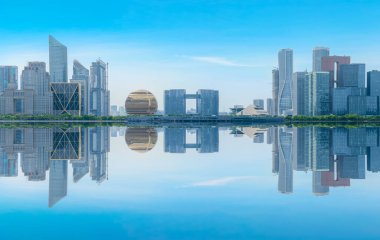 Hangzhou 'daki kentsel mimari manzaranın silüeti
