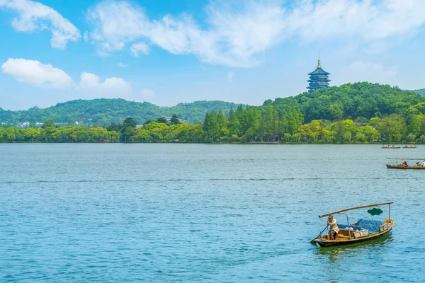 Hangzhou West Lake Pagoda Naturskönt Område — Stockfoto