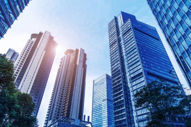Shanghai Finans Bölgesi 'nde gökdelenler inşa ediliyor.